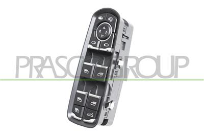 FRONT DOOR LEFT WINDOW REGULATOR PUSH-BUTTON PANEL-BLACK/CHROME EDGE-4 SWITCHES-WITH BLIND SPOT SYSTEM FUNCTION-15 PINS