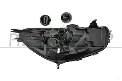 HEADLAMP LEFT H1+H7-ELECTRIC-WITHOUT MOTOR-CHROME