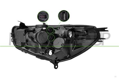 PROIETTORE DESTRO H1+H7-ELETTRICO-SENZA MOTORE-NERO