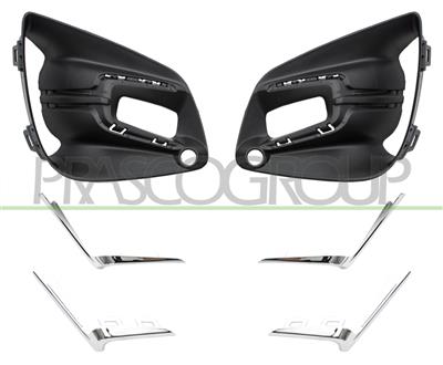 FRONT BUMPER GRILLE SET TEXTURED FINISH-WITH FOG LAMP HOLES-WITH MOLDING HOLES (RIGHT+LEFT)