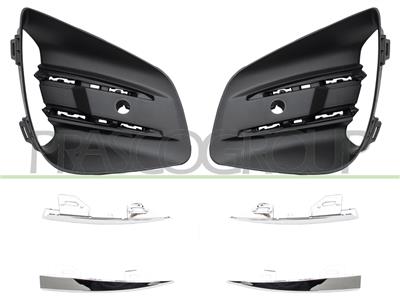 FRONT BUMPER GRILLE SET TEXTURED FINISH-WITHOUT FOG LAMP HOLES-WITH MOLDING HOLES-WITH PDC HOLE+SENSOR HOLDERS (RIGHT+LEFT)