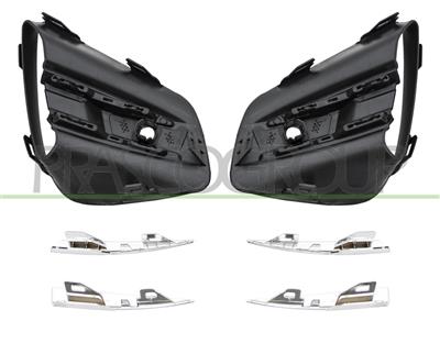 FRONT BUMPER GRILLE SET TEXTURED FINISH-WITHOUT FOG LAMP HOLES-WITH MOLDING HOLES-WITH PDC HOLE+SENSOR HOLDERS (RIGHT+LEFT)