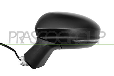 DOOR MIRROR LEFT-ELECTRIC-HEATED-BLACK-WITH LAMP-ASPHERICAL-7 PINS
