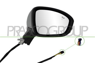 DOOR MIRROR RIGHT-ELECTRIC-PRIMED-HEATED-FOLDABLE-WITH SENSOR-WITH LAMP-WITH BLIS-CONVEX-12 PINS