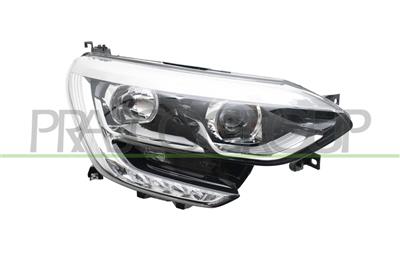 PROIETTORE DESTRO H7+H7-ELETTRICO-SENZA MOTORE-CON LUCE DIURNA-BORDO CROMATO-LED