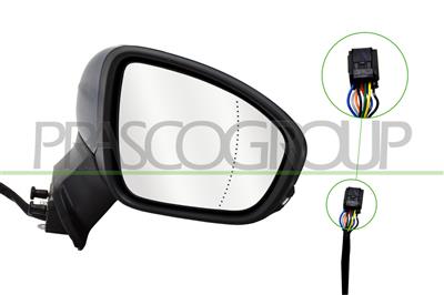 DOOR MIRROR RIGHT-ELECTRIC-PRIMED-HEATED-WITH LAMP-WITH SENSOR-ASPHERICAL-9 PIN