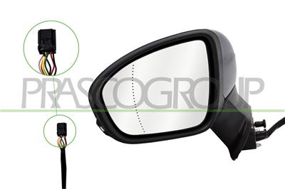 DOOR MIRROR LEFT-ELECTRIC-PRIMED-HEATED-WITH LAMP-ASPHERICAL-7 PINS