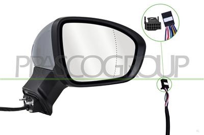 SPIEGEL RECHTS-ELEKTRISCH-GRUNDIERT-HEIZBAR-ABKLAPPBAR-MIT BLINKER-MIT SENSOR-ASPHAERISCH-11 PINS