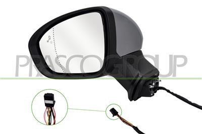 DOOR MIRROR LEFT-ELECTRIC-PRIMED-HEATED-FOLDABLE-WITH LAMP-WITH BLIS-ASPHERICAL-10 PINS