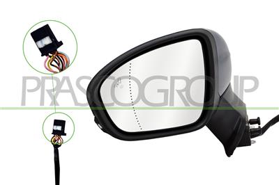 DOOR MIRROR LEFT-ELECTRIC-PRIMED-HEATED-FOLDABLE-WITH LAMP-WITH BLIS-ASPHERICAL-10 PINS