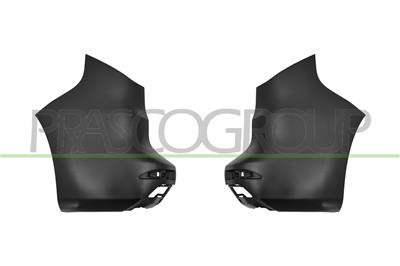 SET OF REAR BUMPER END CUP-(RIGHT+LEFT)-BLACK-SMOOTH FINISH TOBE PRIMED-(2 PIECES)