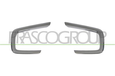 SET OF MOLDINGS FOR FRONT BUMPER GRILLS-WITH FOG LAMP HOLES-CHROME-(RIGHT+LEFT)