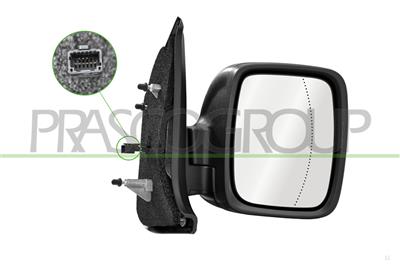 ESPEJO DERECHO-ELECTRICO-NEGRO-TERMICO-CON PILOTO-CON SONDA-ASFERICO-9 PINES