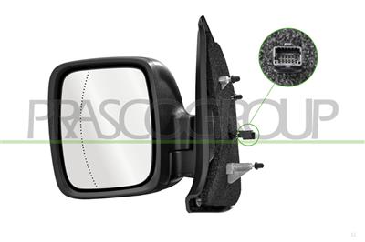 ESPEJO IZQUIERDO-ELECTRICO-NEGRO-TERMICO-CON PILOTO-ASFERICO-7 PINESS