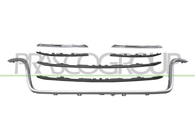 GRILLE CALANDRE NOIRE AVEC 3 MOULURES CHROMEES ET 4 MOULURES NOIRE-BRILLANTE