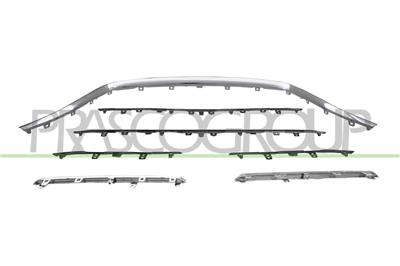 GRILLE CALANDRE NOIRE AVEC 3 MOULURES CHROMEES ET 4 MOULURES NOIRE-BRILLANTE