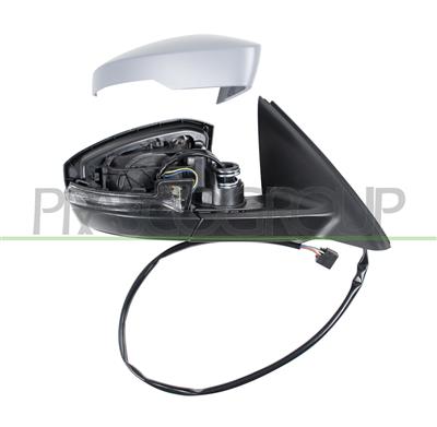 DOOR MIRROR RIGHT-ELECTRIC-PRIMED-HEATED-WITH LAMP-CONVEX-6 PINS