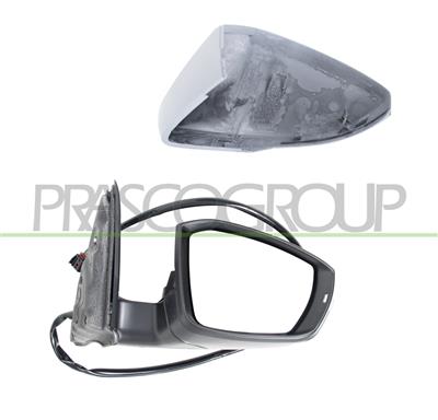 DOOR MIRROR RIGHT-ELECTRIC-PRIMED-HEATED-WITH LAMP-CONVEX-6 PINS