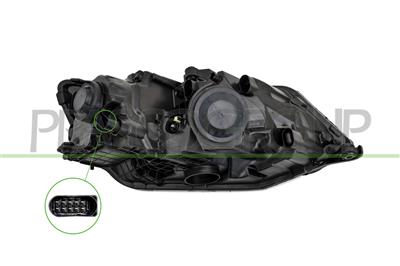 OPTICA IZQUIERDA H7+H7 ELECTRICA-CON MOTOR-CON LUZ DIURNA-NEGRA-LED