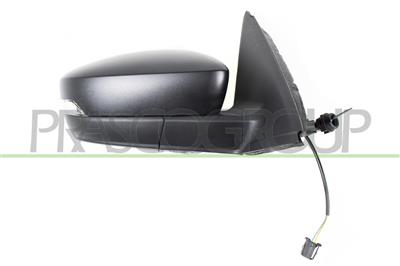 DOOR MIRROR RIGHT-WITH CABLE-BLACK-WITH LAMP-CONVEX-2 PINS