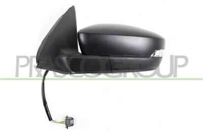 DOOR MIRROR LEFT-ELECTRIC-BLACK-HEATED-WITH LAMP-CONVEX-6 PINS