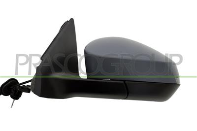 DOOR MIRROR LEFT-WITH CABLE-PRIMED-WITH LAMP-CONVEX-2 PINS