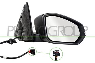RETROVISORE DESTRO-ELETTRICO-NERO-TERMICO-CON FANALE-CONVESSO-6 PINS