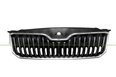 RADIATOR GRILLE-BLACK-GLOSSY-WITH CHROME MOLDINGS-WITH CHROME FRAME