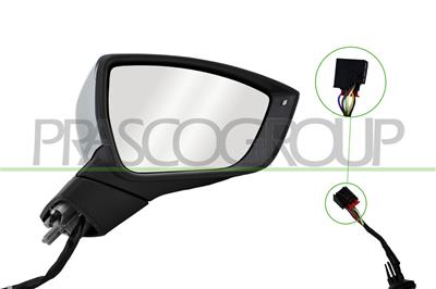 DOOR MIRROR RIGHT-ELECTRIC-PRIMED-HEATED-WITH LAMP-CONVEX-6 PINS