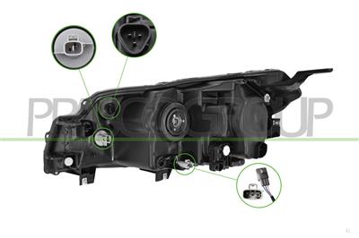 PROIETTORE DESTRO HB3-ELETTRICO-CON MOTORE-CON LUCE DIURNA-LED