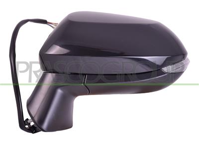 DOOR MIRROR LEFT-ELECTRIC-BLACK-HEATED-WITH LAMP-CONVEX-CHROME-6 PINS