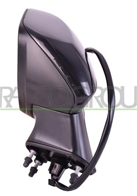 DOOR MIRROR LEFT-ELECTRIC-BLACK-HEATED-WITH LAMP-CONVEX-CHROME-6 PINS