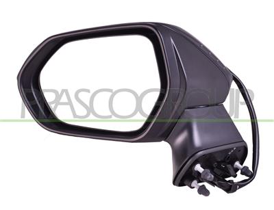 DOOR MIRROR LEFT-ELECTRIC-BLACK-HEATED-WITH LAMP-CONVEX-CHROME-6 PINS