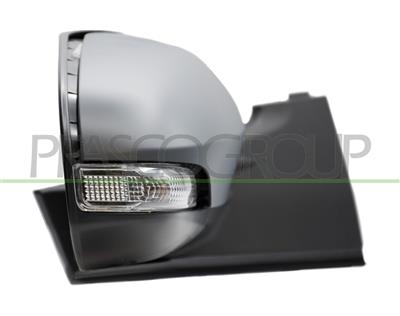 DOOR MIRROR RIGHT-ELECTRIC-HEATED-PRIMED-WITH-GLOSSY BLACK-MOLDING-WITH LAMP-CONVEX/CHROME-7 PINS