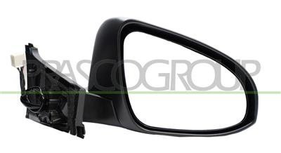 DOOR MIRROR RIGHT-ELECTRIC-HEATED-PRIMED-WITH-GLOSSY BLACK-MOLDING-WITH LAMP-CONVEX/CHROME-7 PINS