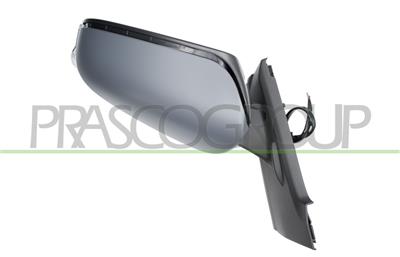 DOOR MIRROR RIGHT-ELECTRIC-HEATED-PRIMED-WITH-GLOSSY BLACK-MOLDING-WITH LAMP-CONVEX/CHROME-7 PINS