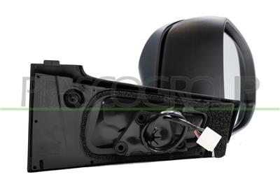 DOOR MIRROR RIGHT-ELECTRIC-HEATED-PRIMED-WITH-GLOSSY BLACK-MOLDING-WITH LAMP-CONVEX/CHROME-7 PINS