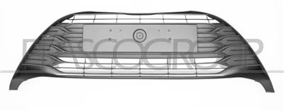 GRIGLIA PARAURTI ANTERIORE-CENTRALE-NERA-GOFFRATA-CON TAPPO COPRI GANCIO