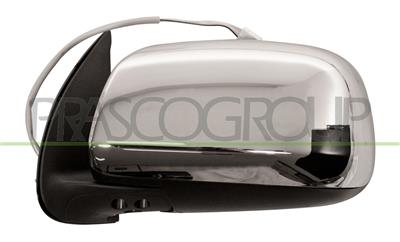 DOOR MIRROR LEFT-ELECTRIC-BLACK-CONVEX-CHROME-WITH CHROME COVER