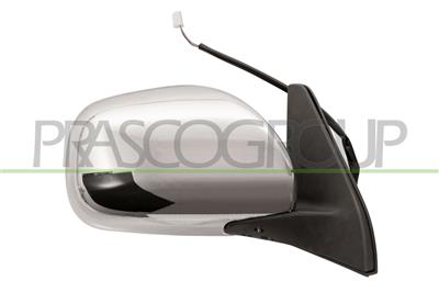 DOOR MIRROR RIGHT-ELECTRIC-BLACK-CONVEX-CHROME-WITH CHROME COVER MOD. 02 >