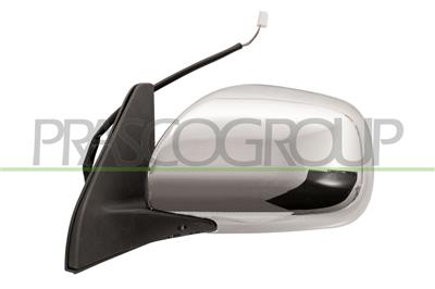 RETROVISORE SINISTRO-ELETTRICO-NERO-CHIUDIBILE-CON CALOTTA CROMATA-CONVESSO-5 PINS MOD. 02 >