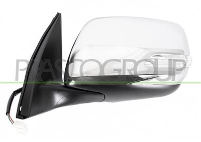 DOOR MIRROR LEFT-MANUAL BLACK-WITH LAMP-CONVEX-CHROME-WITH CHROME COVER
