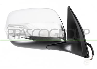 DOOR MIRROR RIGHT-ELECTRIC-BLACK-WITH LAMP-CONVEX-CHROME-WITH CHROME COVER