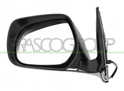 DOOR MIRROR LEFT-ELECTRIC-BLACK-WITH LAMP-CONVEX-CHROME-WITH CHROME COVER