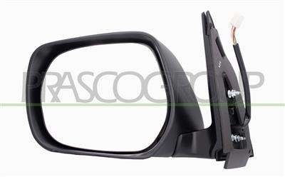 DOOR MIRROR LEFT-ELECTRIC-BLACK-FOLDABLE-WITH LAMP-CONVEX-CHROME-WITH CHROME COVER