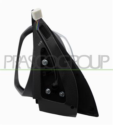 DOOR MIRROR LEFT-ELECTRIC-BLACK-FOLDABLE-WITH LAMP-CONVEX-CHROME-WITH CHROME COVER