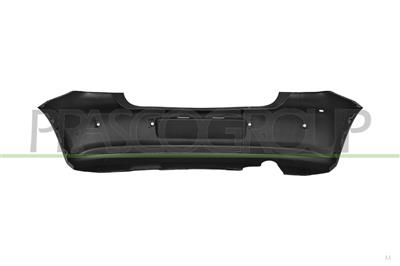 REAR BUMPER-PRIMED-WITH PDC HOLES+SENSOR HOLDERS-WITH SINGLE EXHAUST BIG ON LEFT SIDE