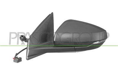 DOOR MIRROR LEFT-CABLE-BLACK-WITH LAMP-ASPHERICAL-2 PINS