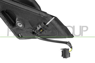 DOOR MIRROR LEFT-CABLE-BLACK-WITH LAMP-ASPHERICAL-2 PINS