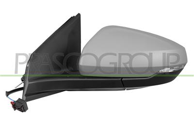 DOOR MIRROR LEFT-CABLE-PRIMED-WITH LAMP-ASPHERICAL-2 PINS